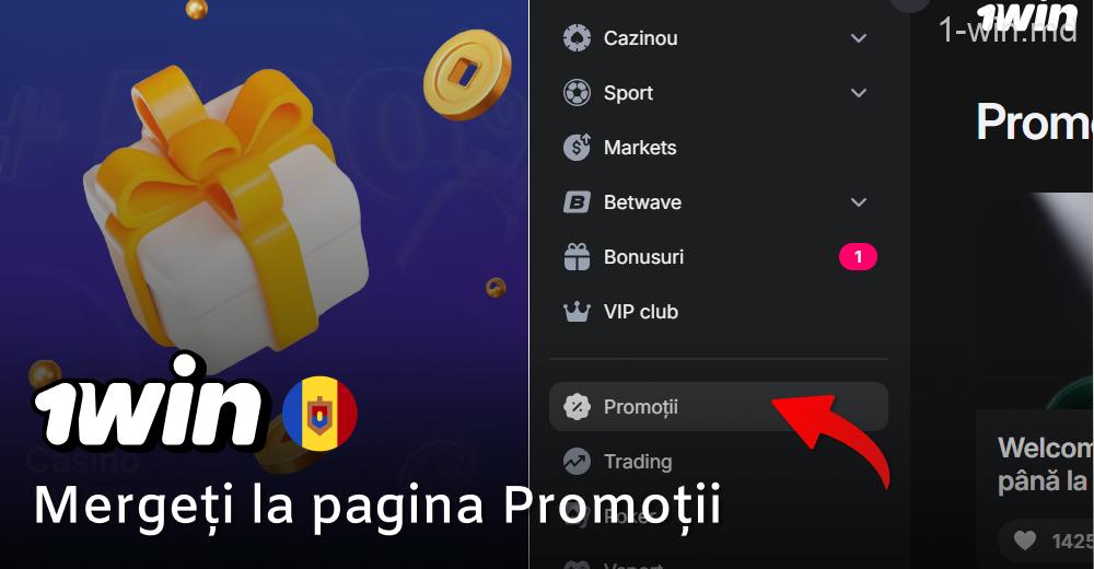 Accesați pagina „Promoții” de pe 1win