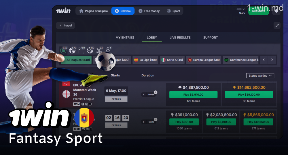 Fantasy Sport pe 1win pentru jucătorii moldoveni