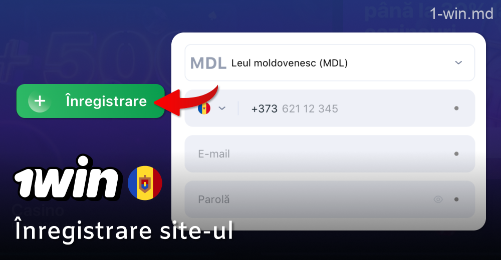 Accesați site-ul web 1win și înregistrați-vă un cont