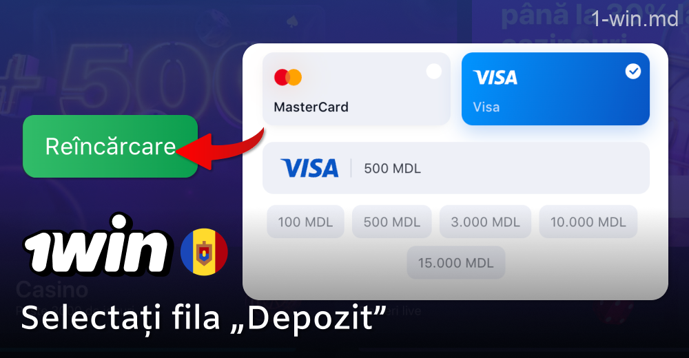 Depuneți în contul dvs. 1win în Moldova