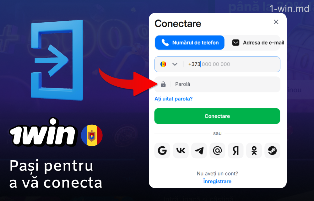 Conectarea la un cont pe site-ul web al cazinoului 1win