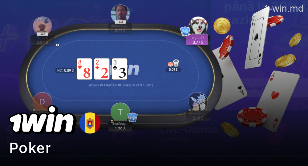 Camera de poker pentru jucătorii moldoveni la 1win