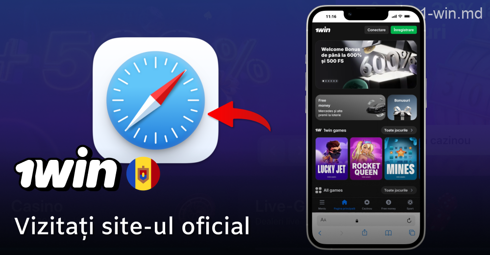 Accesați site-ul 1win utilizând Safari