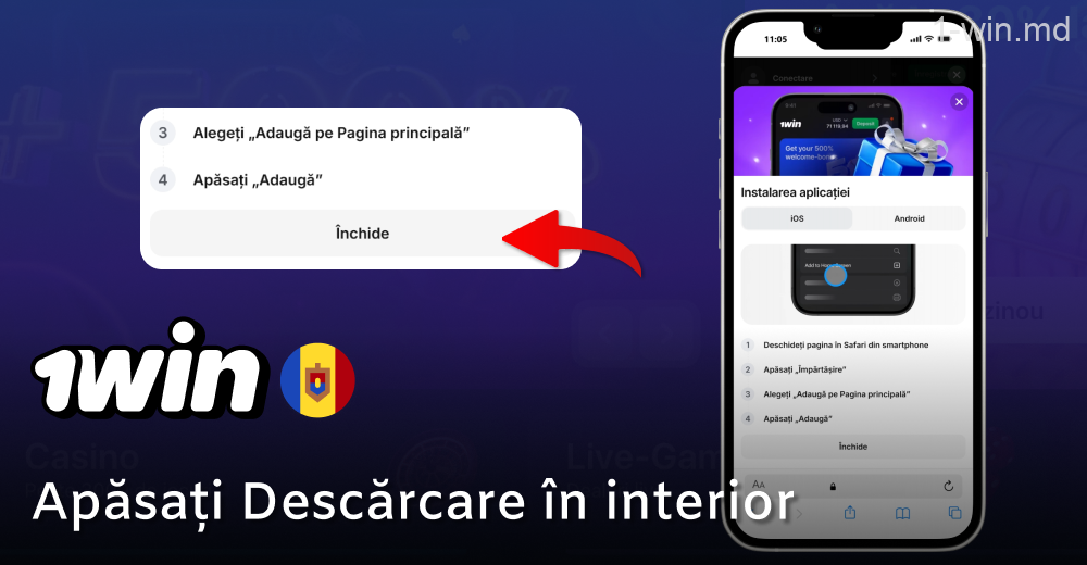 Faceți clic pe Descărcare 1win