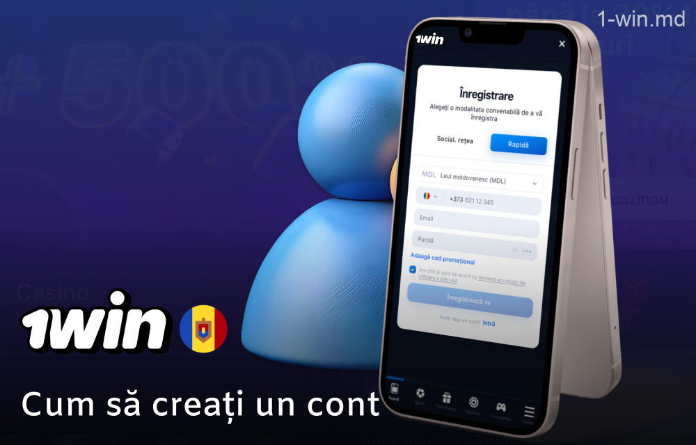 Înregistrarea unui cont în aplicația mobilă 1win în Moldova
