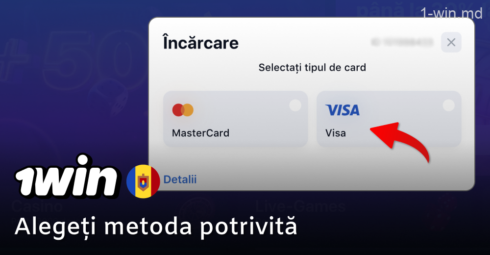 Alegeți orice metodă de depunere potrivită pe 1win
