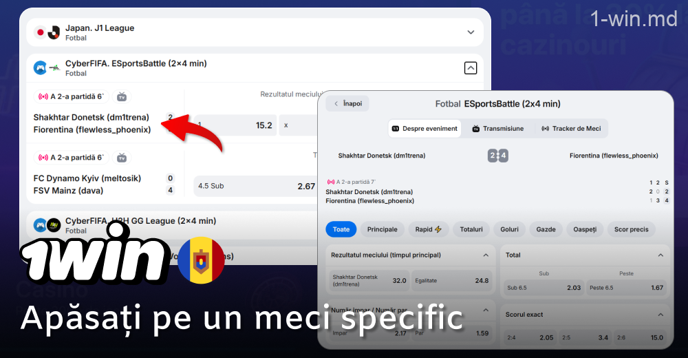 Explorați piețele disponibile pentru pariuri la 1win