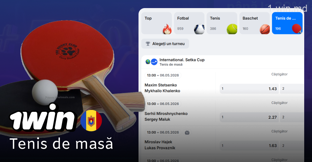 Meciuri de tenis de masă pe care să pariezi la 1win