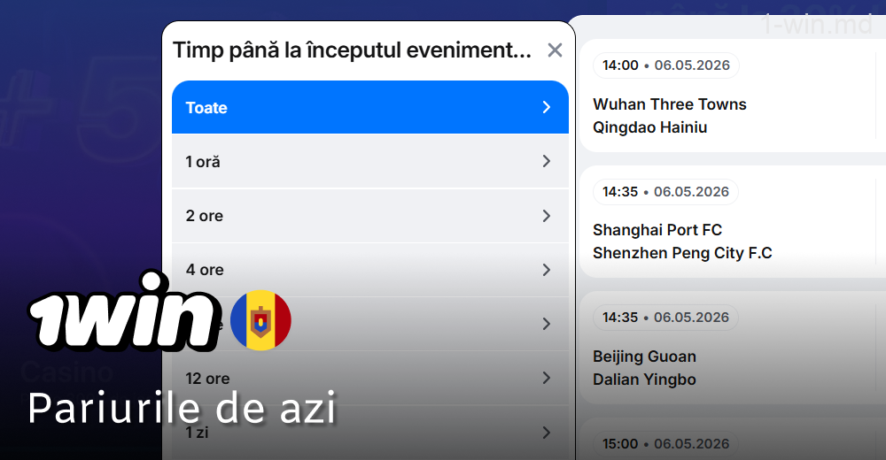 Pariurile zilei curente la 1win în Moldova